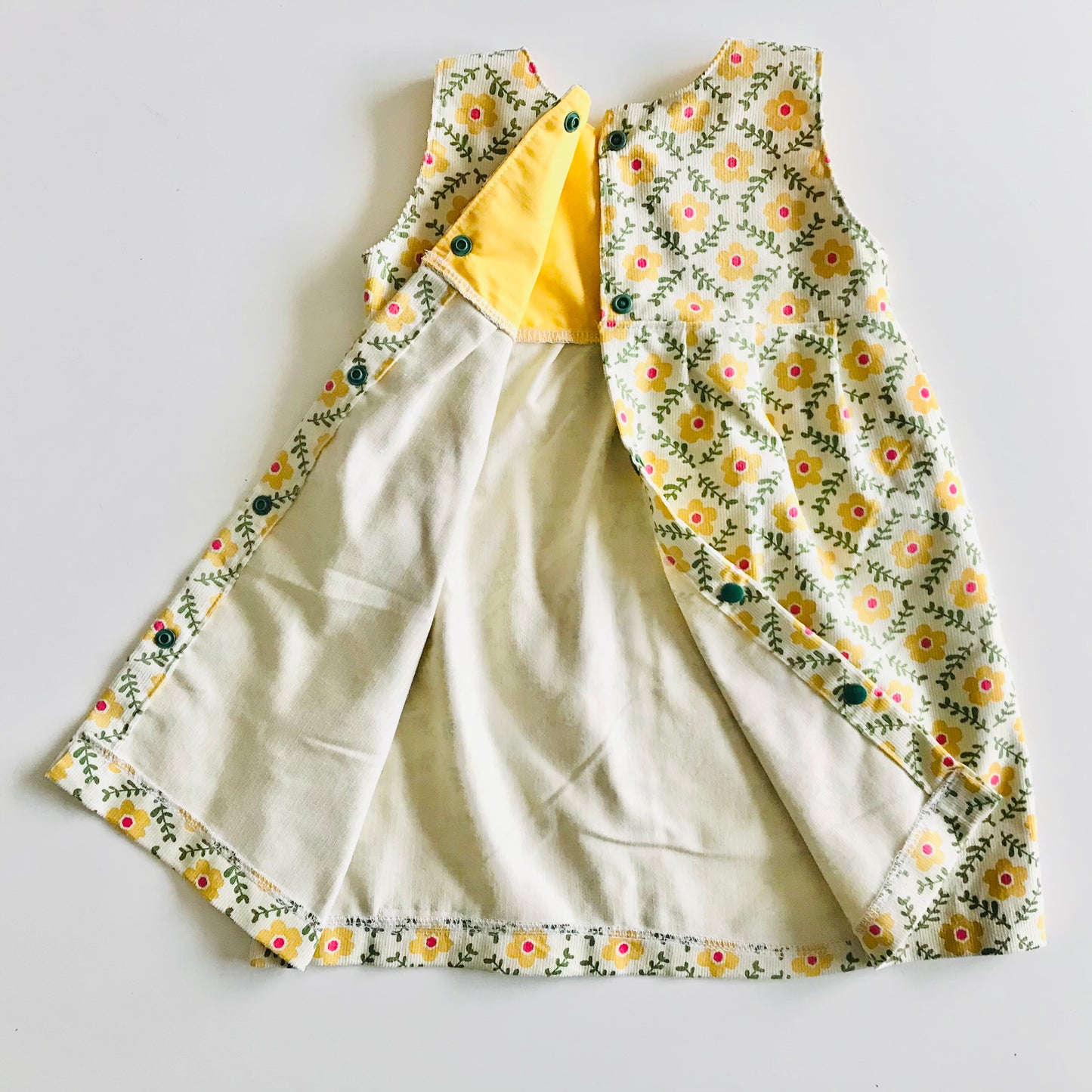 Girls empire handmade dress - Sunflower Pinwale