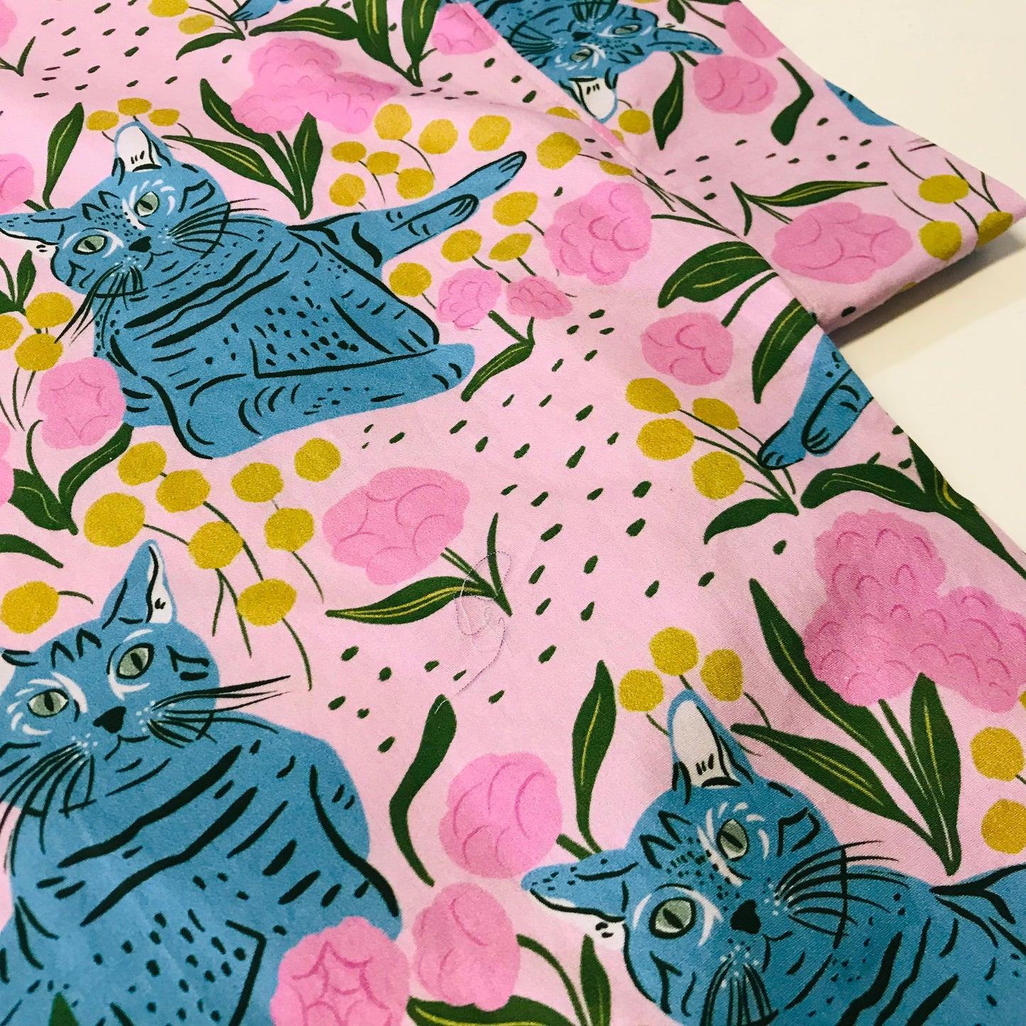 Handmade Women’s Box Top - Blue Cats (M/L)