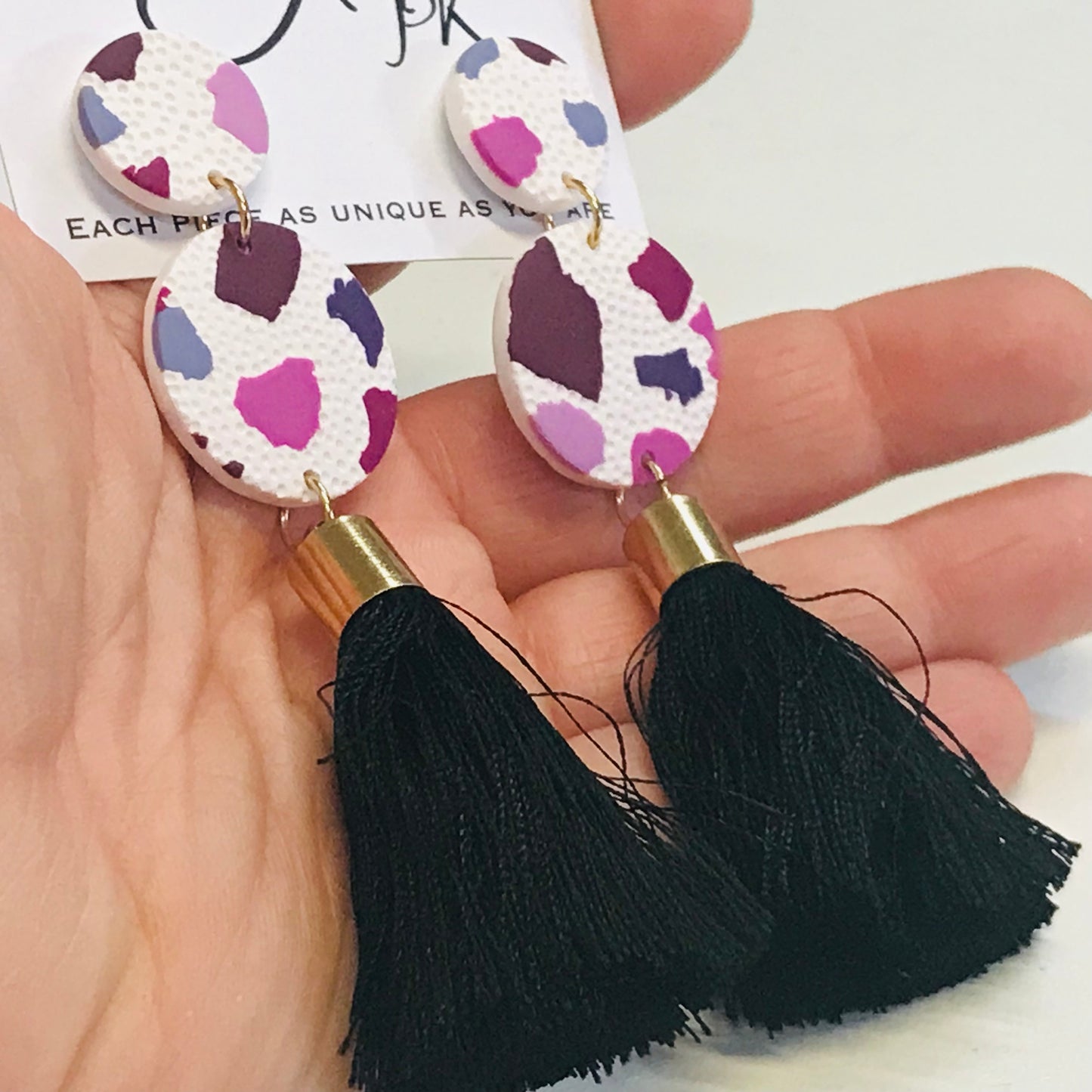 Handmade Polymer Clay Earrings - tassels