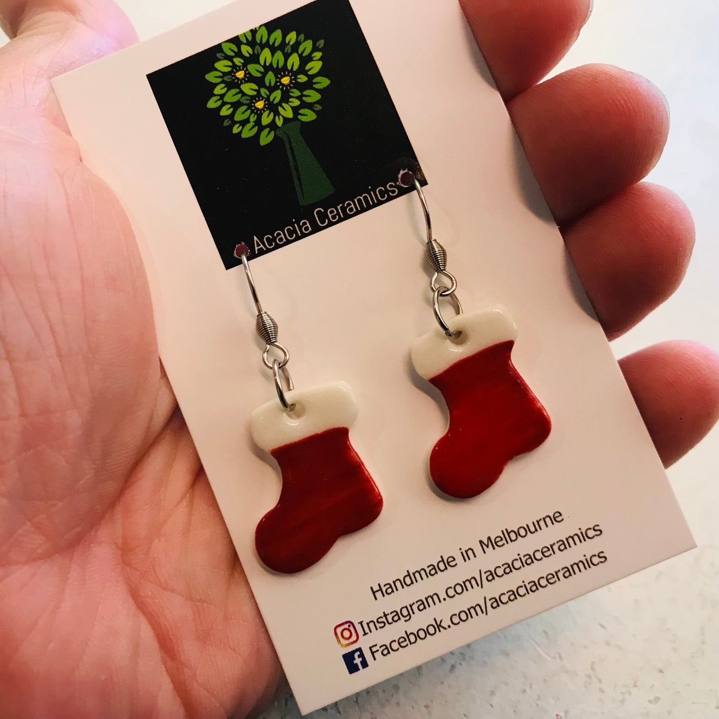 Hand Painted Christmas Hook Earrings