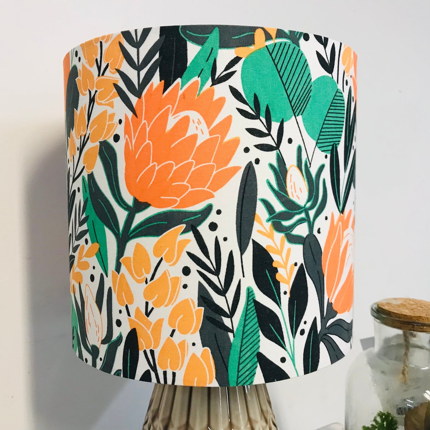 Custom Lamp Shade only - Orange & Black Floral