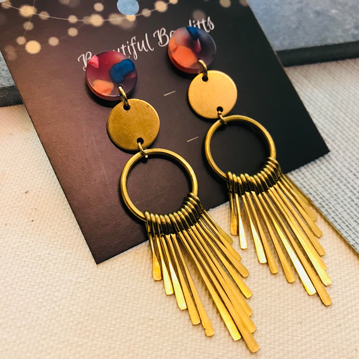 Mixed Metal and Resin Earrings - large