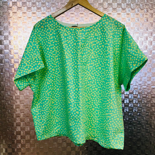 Handmade Women’s Box Top - Green with Yellow Spot (M/L)