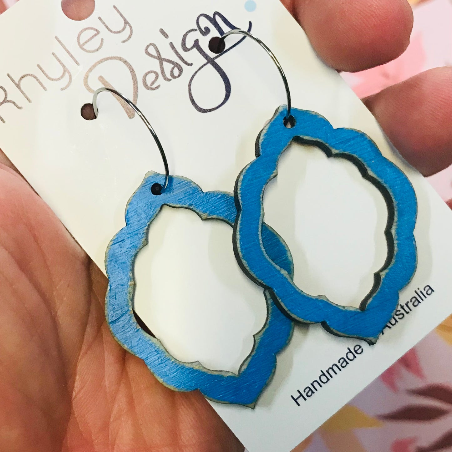 Destressed Painted Classic Statement Earrings with Hoops