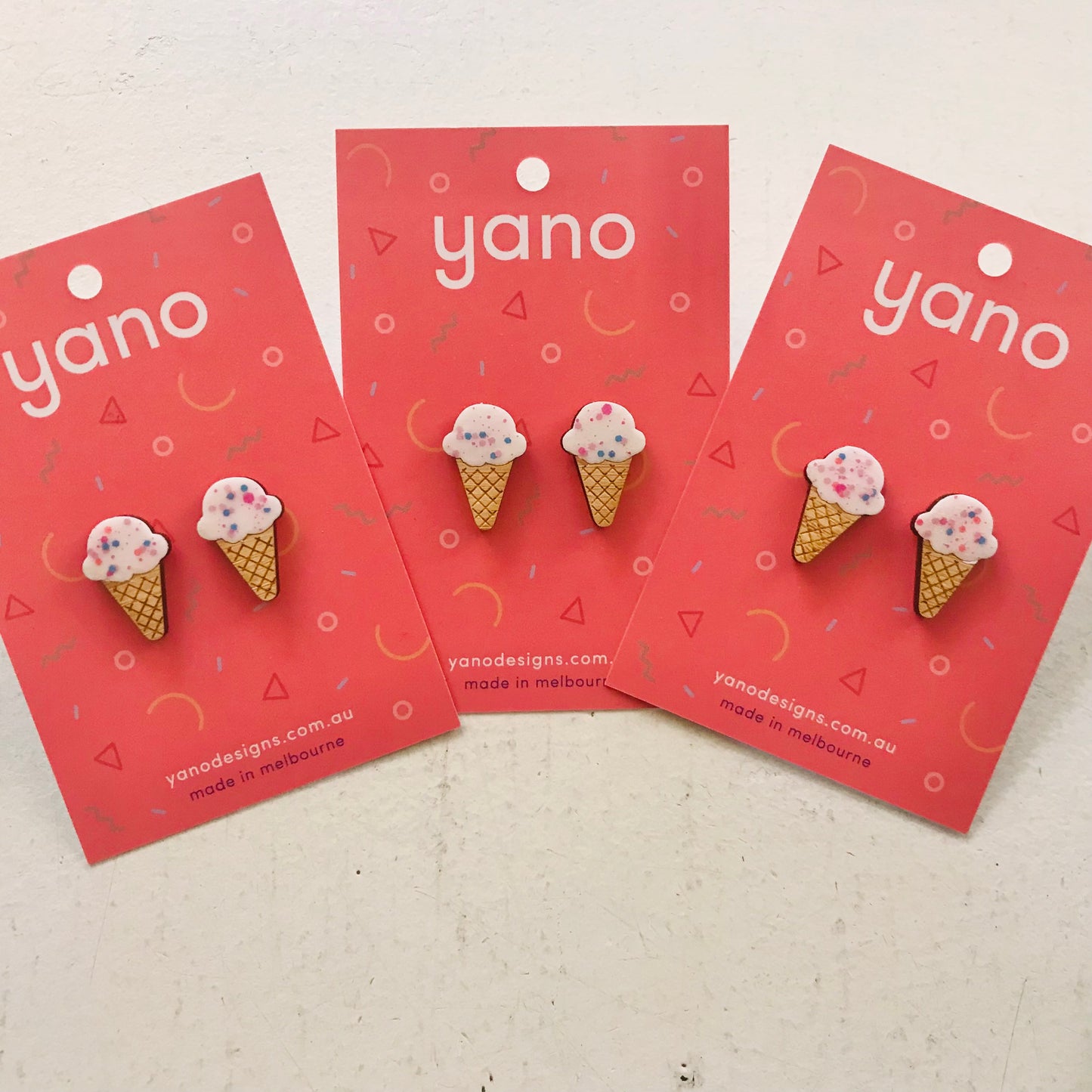Ice-Cream Laser Cut Timber Stud Earrings
