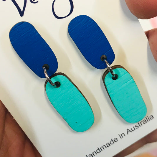 Two Piece Wood Drop Statement Earrings