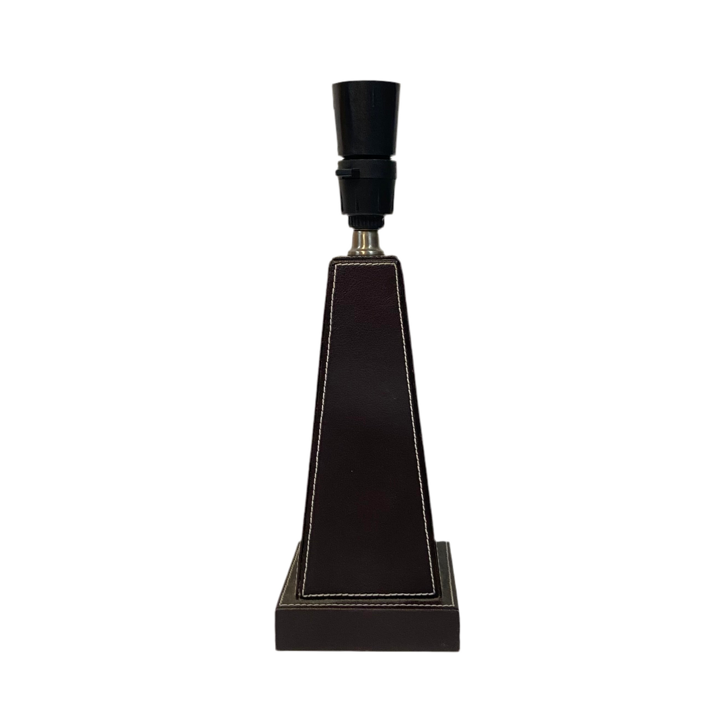 Stitched Leather Table Lamp with Squared Sage Floral Velvet Shade