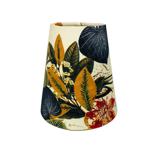 Mini Grey Table Lamp with Earthly Floral Shade