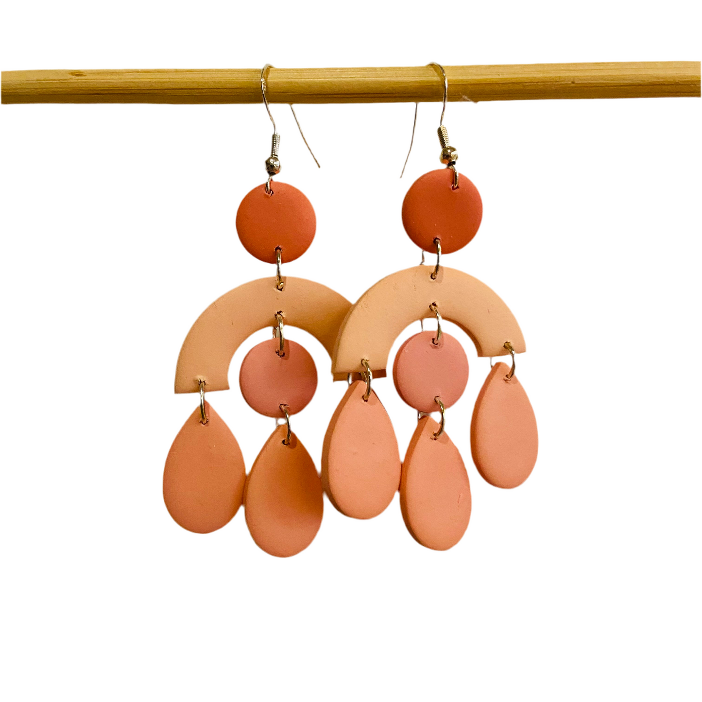 Handmade Polymer Clay Earrings - Halo Teardrops