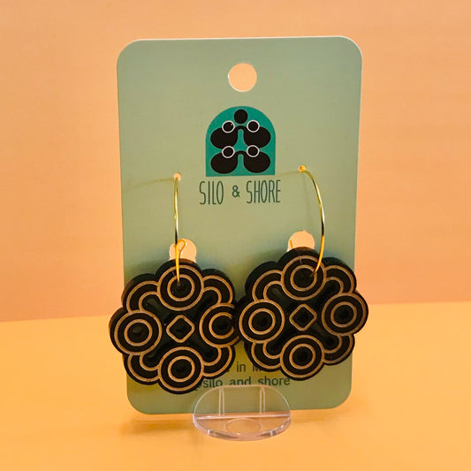 Art Deco Acrylic Earrings - Rounded Squares