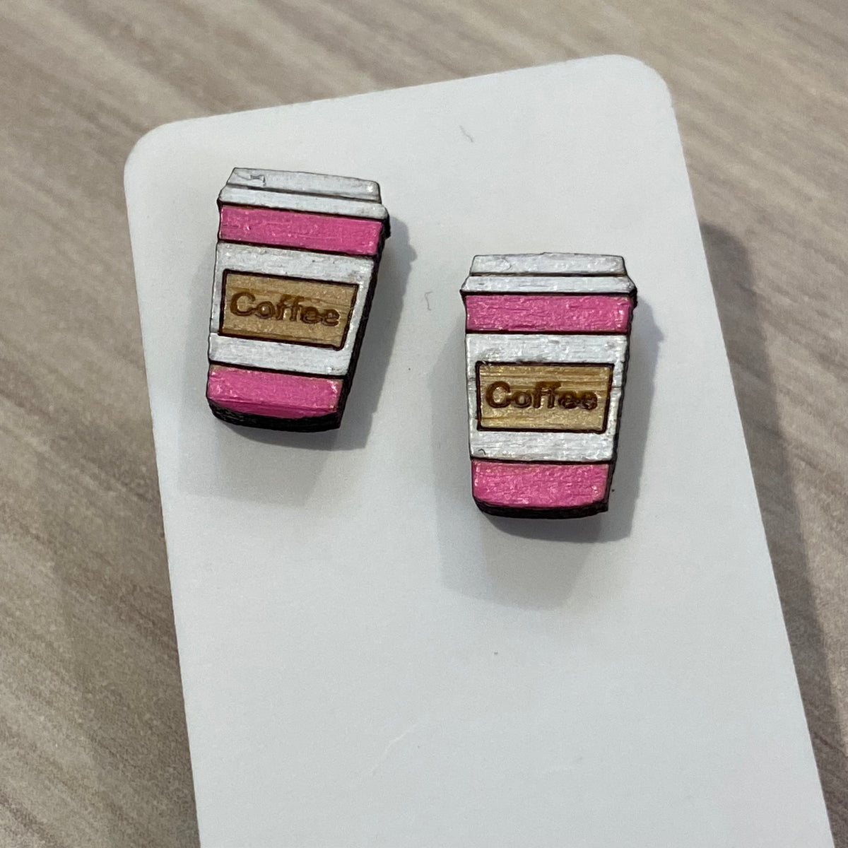 Novelty Studs Earrings - Graphic Wood