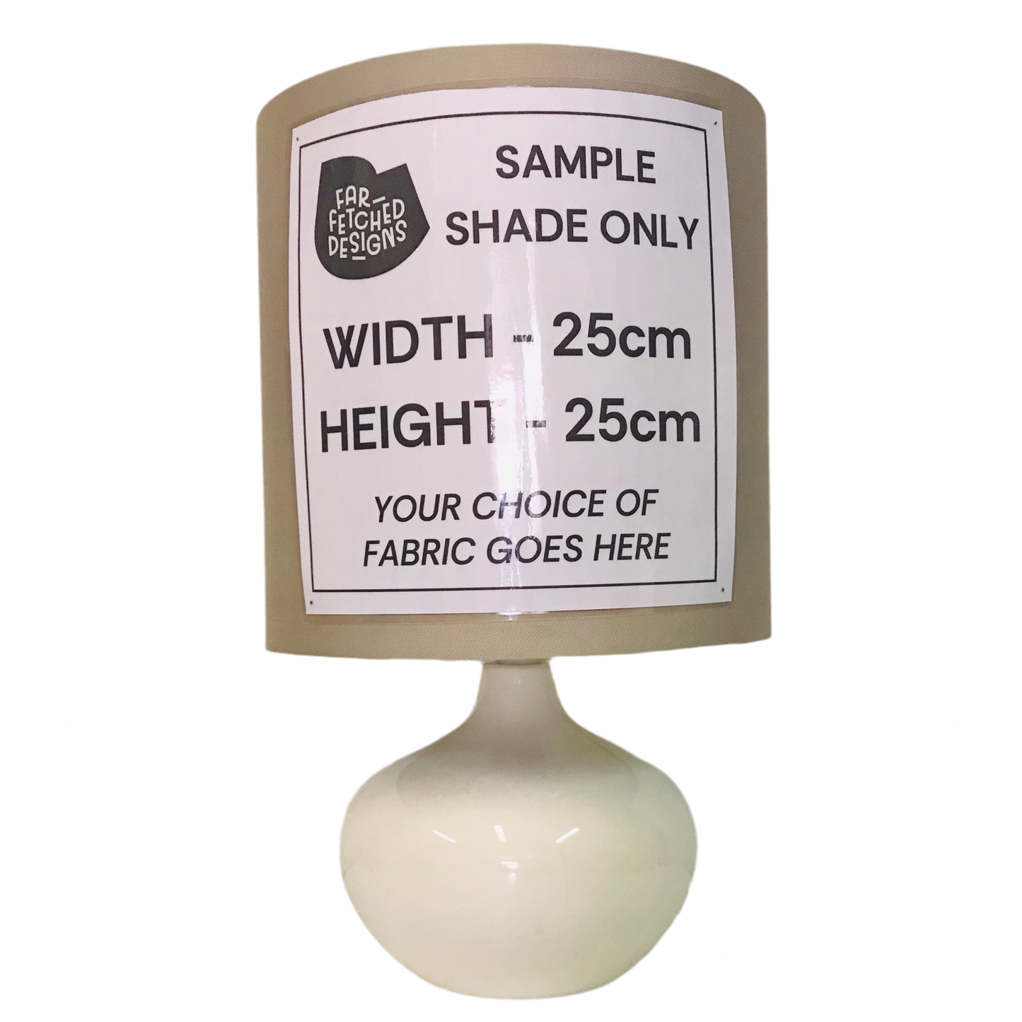 Lamp Base Only - Squat Round Short Neck Genie Table Lamp - cream