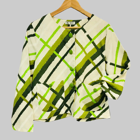 Women's Handmade Meander Jacket - Green Lattice