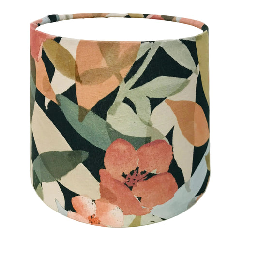 Floral patterned lampshade on a white background
