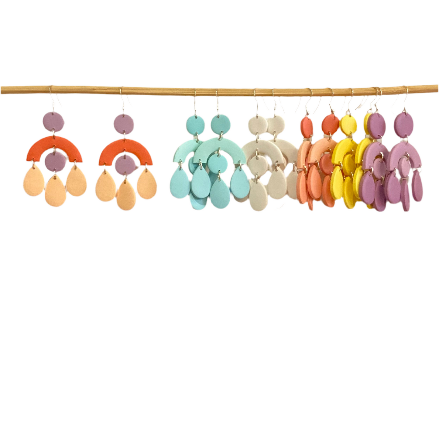 Handmade Polymer Clay Earrings - Halo Teardrops