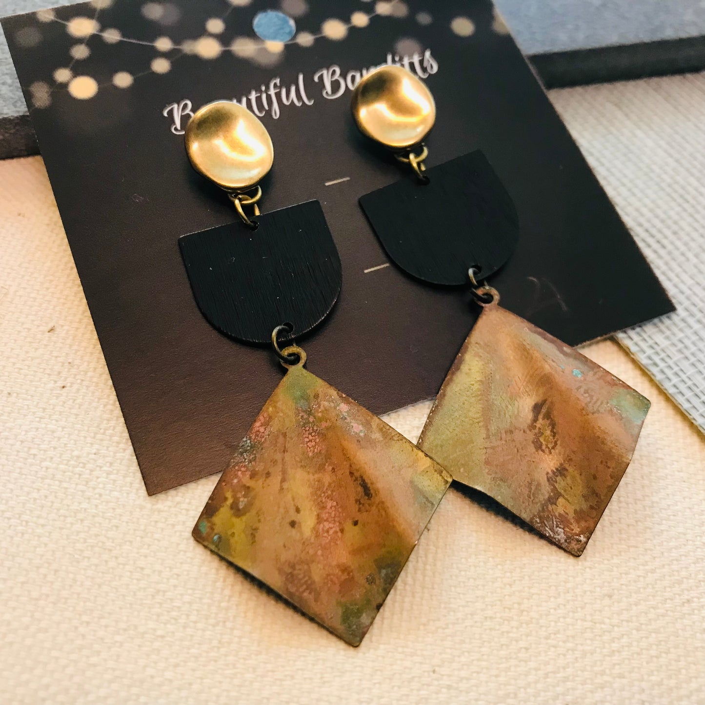 Mixed Metal and Resin Earrings - large