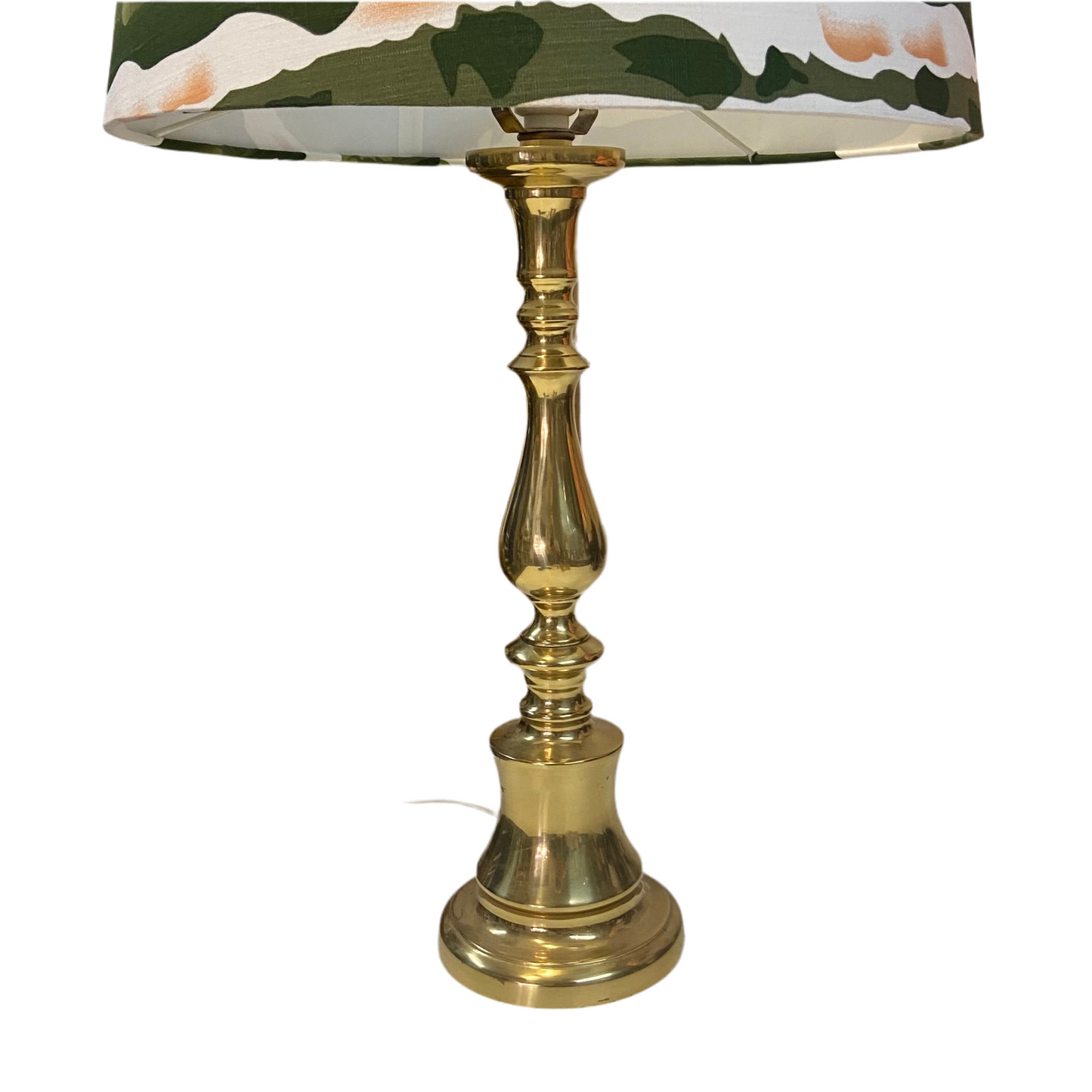 Brass Candelabra Style table lamp with Woodland Echo Shade