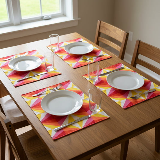 Reversible Placemats - Citrus Geo with Cherry Reverse (set of 4)