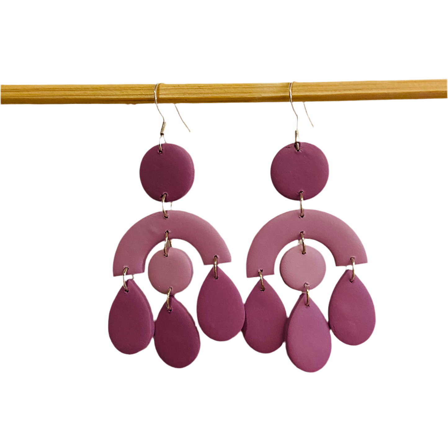 Handmade Polymer Clay Earrings - Halo Teardrops