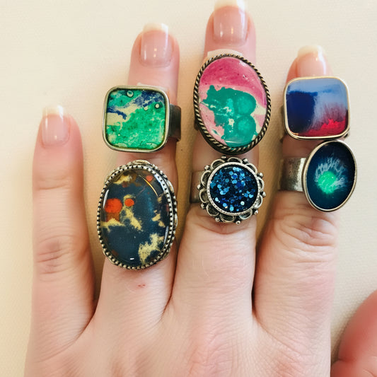Mixed Metal & Resin adjustable rings