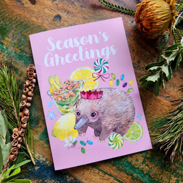 Watercolour Christmas Cards - Australian animals and food