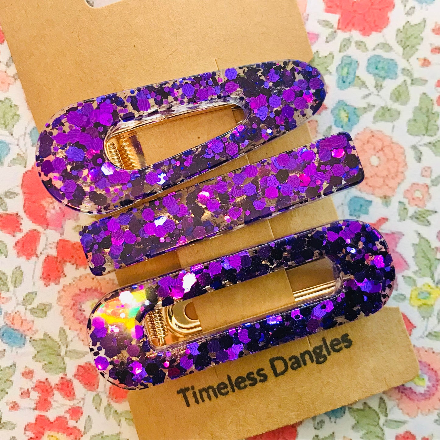 Resin Sparkle Hair Clips - Set of 3