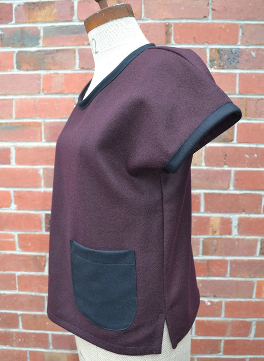 Women's Handmade Rider Vest - Aubergine Wool **ON SALE**