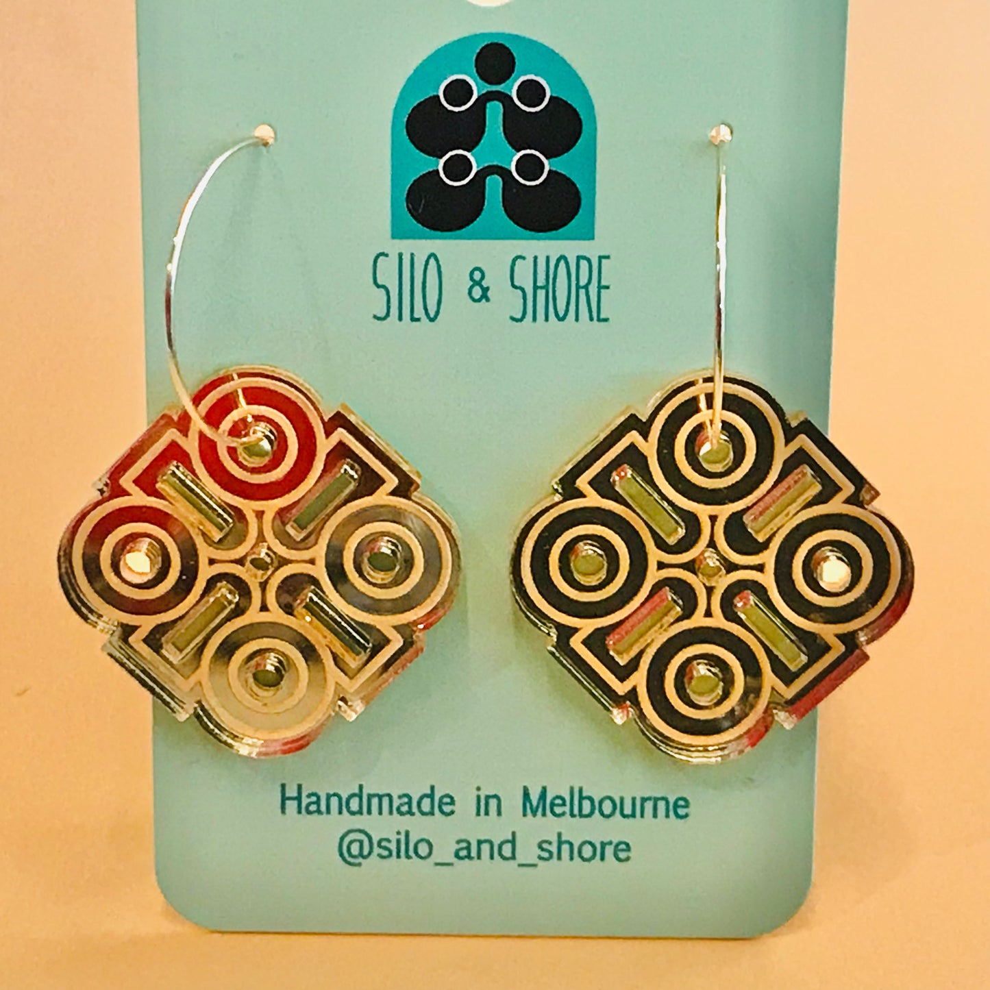 Art Deco Acrylic Earrings - Rounded Squares (small)