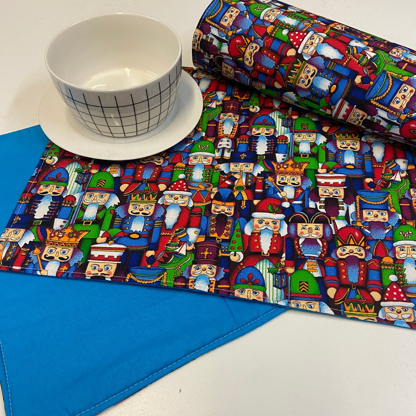 Reversible Christmas Placemats - Christmas Elfs with Blue on Reverse (set of 4)