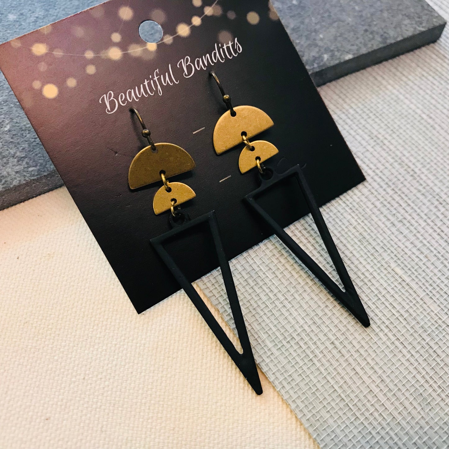 Mixed Metal and Resin Earrings - large