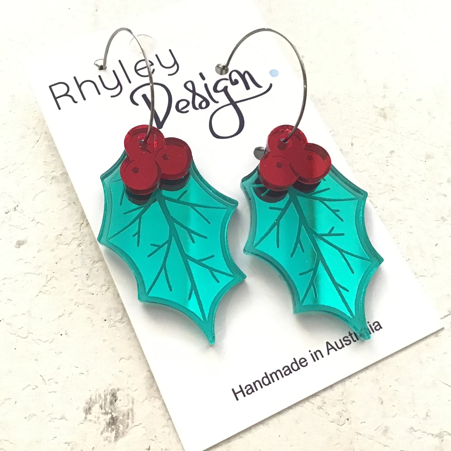 Christmas Mistletoe Earrings with hoops