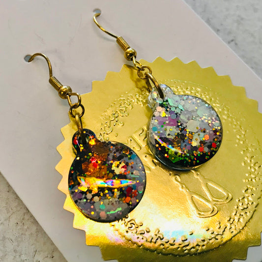 Novelty Resin Sparkle Stud Earrings - Christmas Baubles