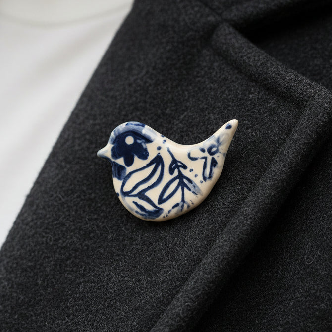 Handcrafted Pottery Birdy Brooches