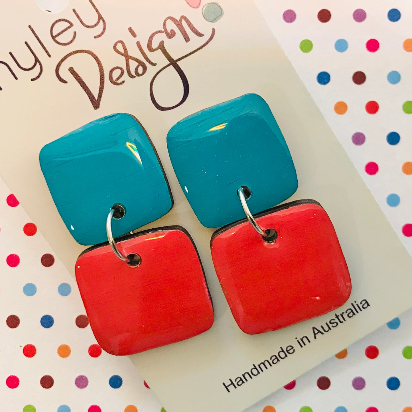 High Gloss Twin Cube Statement Earrings