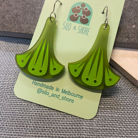 Art Deco Acrylic Earrings - Large Fan Hooks