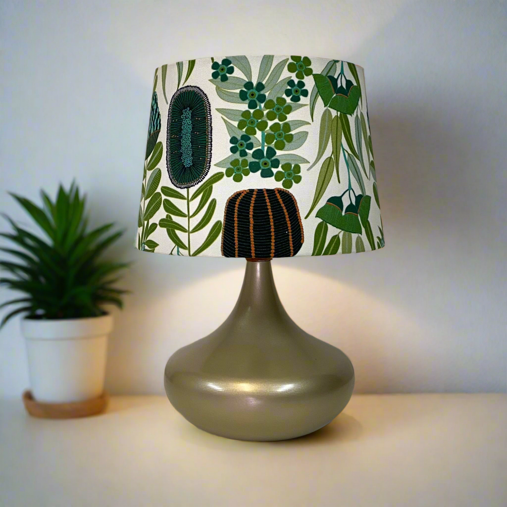 Bulb Squat Table Lamp with Dusk Floral Shade