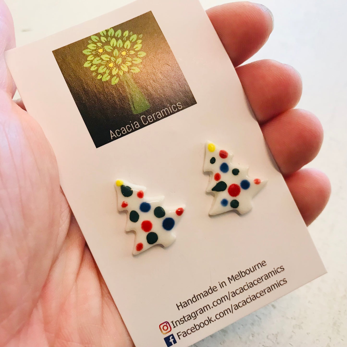 Hand Painted Christmas Stud Earrings