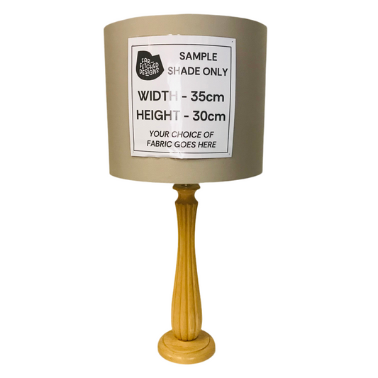 Lamp Base Only - Light Wood Ridged Tall Column Table Lamp