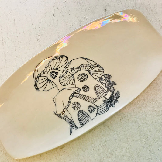 Handthrown Pottery Oval Trinket Tray Platter