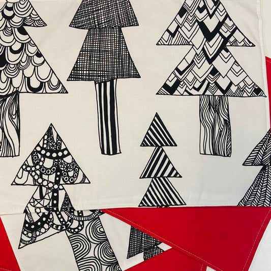 Reversible Christmas Placemats - Marimekko Christmas Trees with Red on Reverse (set of 6)