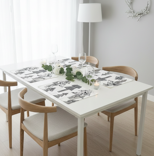 Reversible Christmas Placemats - Marimekko Christmas Trees with Red on Reverse (set of 4)