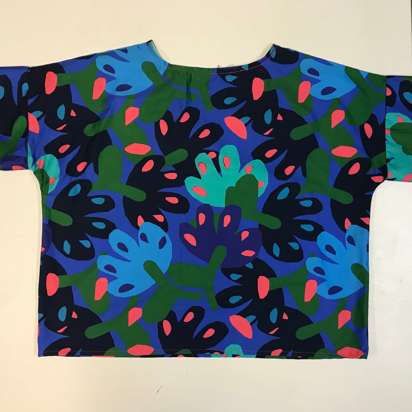 Handmade Women’s Box Top - Bright Abstract Flowers (M/L)