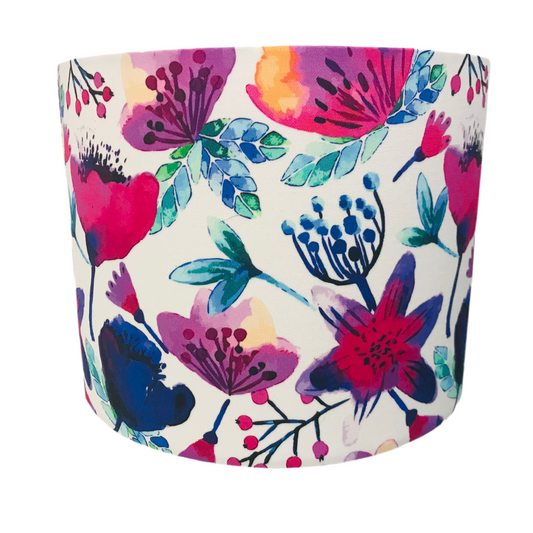 Aqua Watercolour Blooms Small Table Lamp