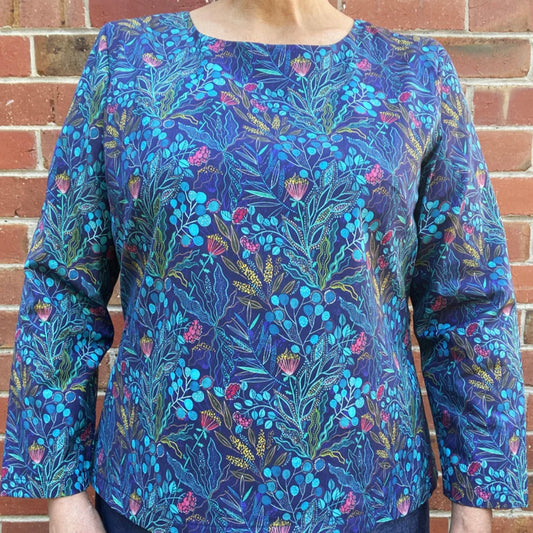 Women's Handmade Keyhole Top - Blue Earth