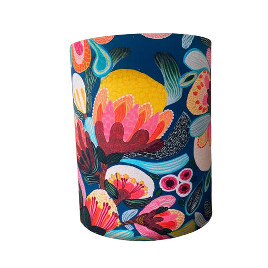 Concrete Bullet Table Lamp with Bright Floral Shade (pair available)