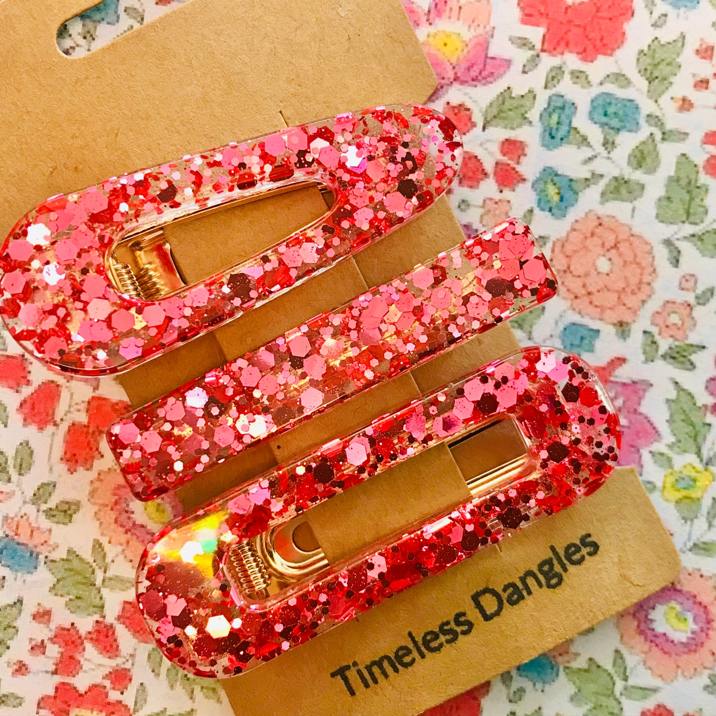 Resin Sparkle Hair Clips - Set of 3