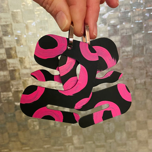 Hand painted leather bold statement earrings - Give me Strength