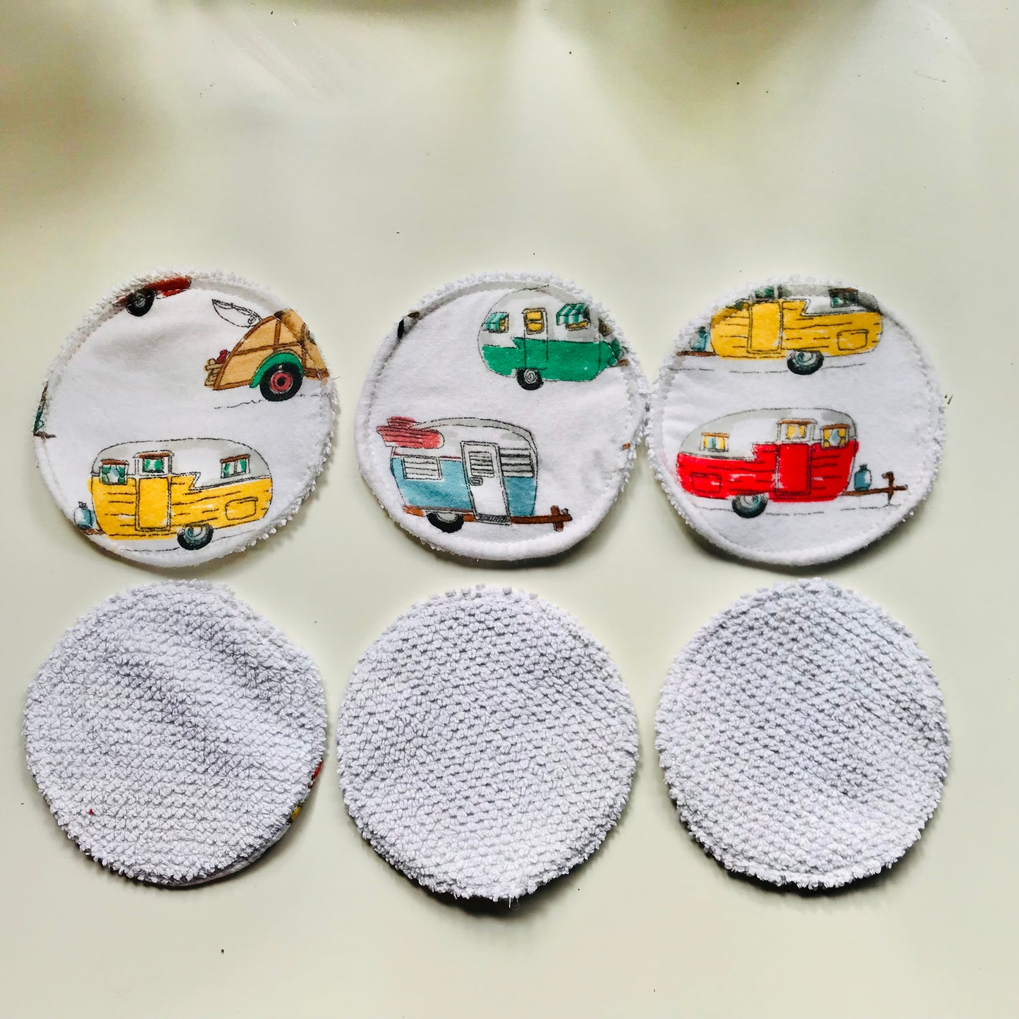 No Waste Reusable Make-up Remover Pads Wipes - flannel / towelling (set of 6)