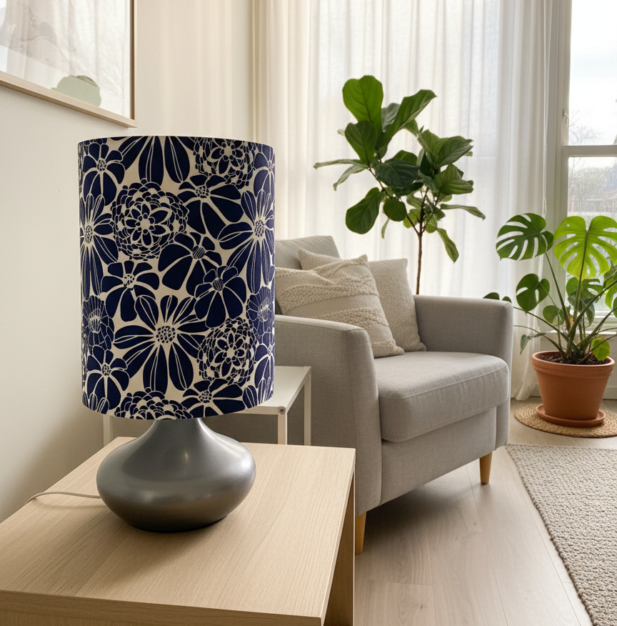 Custom Lamp Shade only - Navy Flowers
