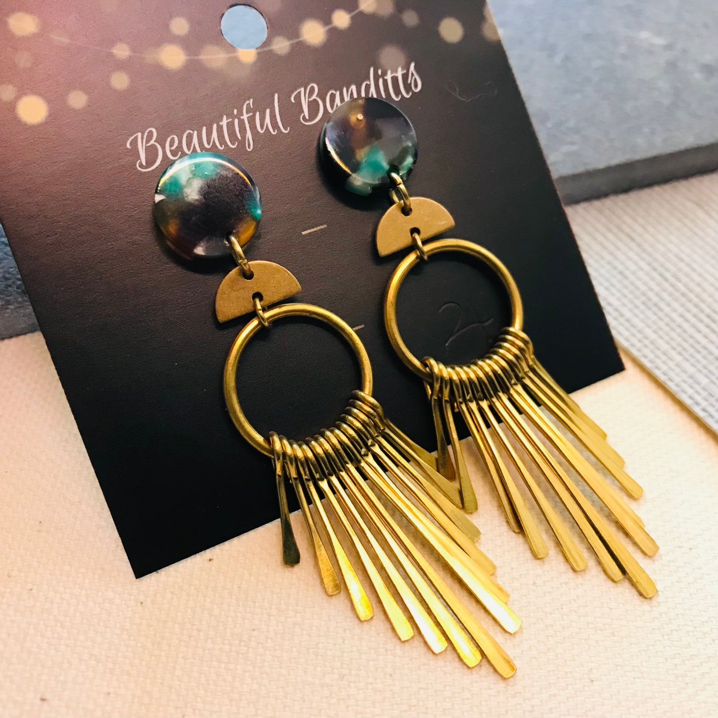 Mixed Metal and Resin Earrings - large